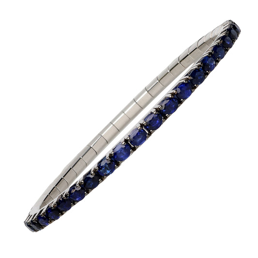 Oval Cut Blue Sapphire Stretch Bracelet