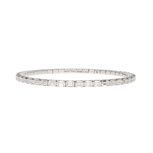 9 CT Emerald Cut White Diamond Stretch Bracelet