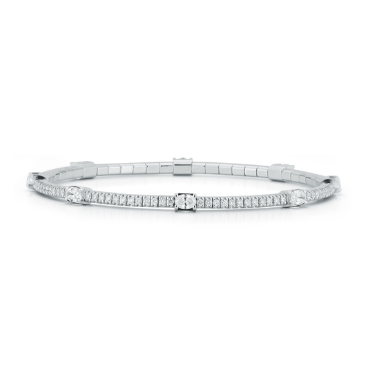 Round Oval Diamond Stretch Bracelet - 2 Carat Sizes