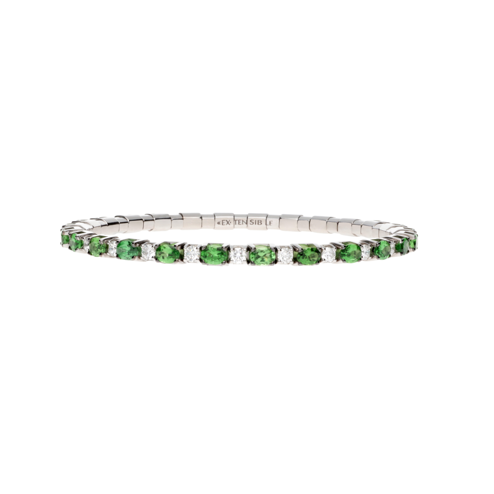 Oval Cut Tsavorite & Diamond Stretch Bracelet