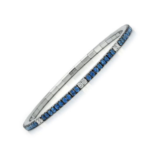 Blue Sapphire and Diamond Stretch Bracelet