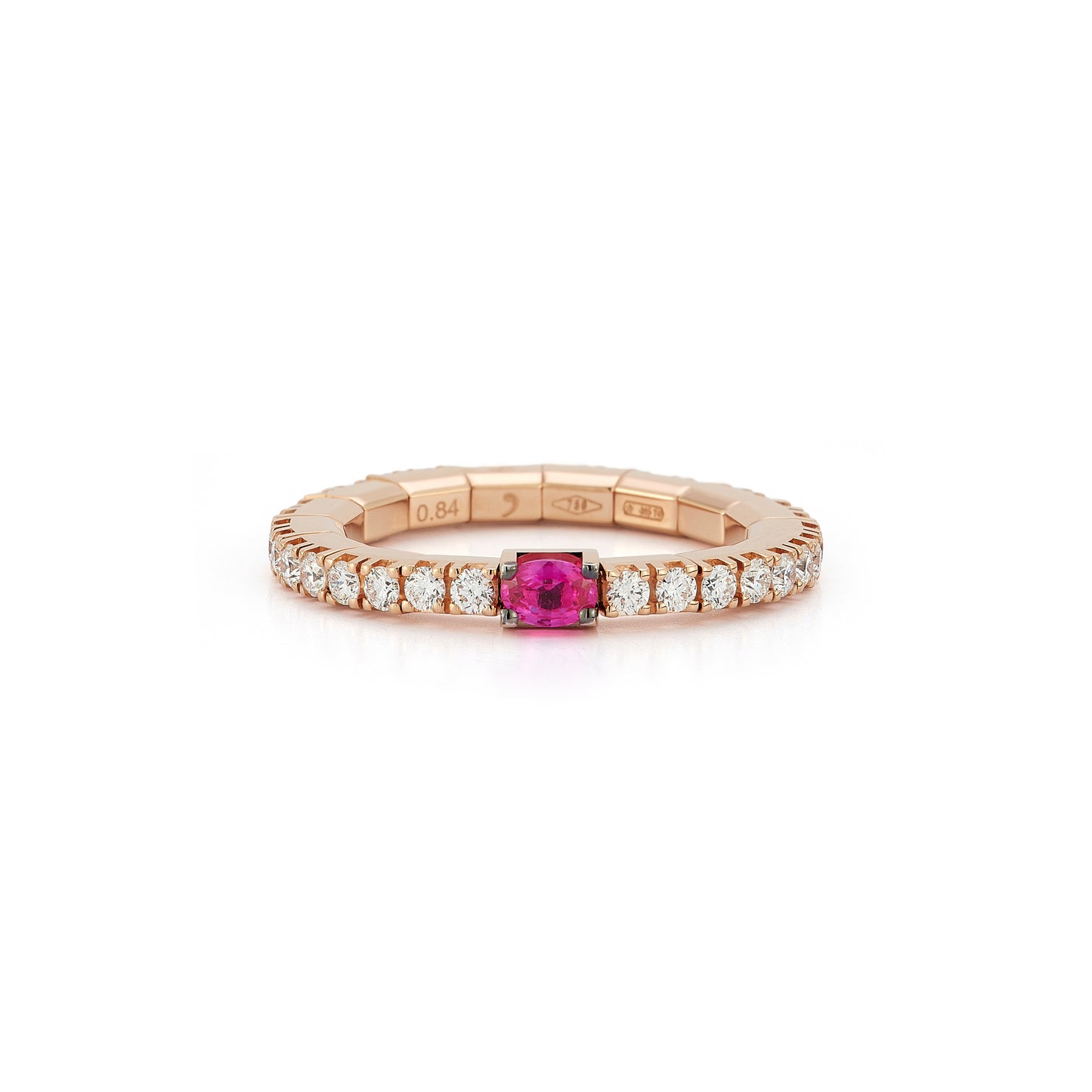 0.19 TCW Center Stone Rings - Oval Ruby