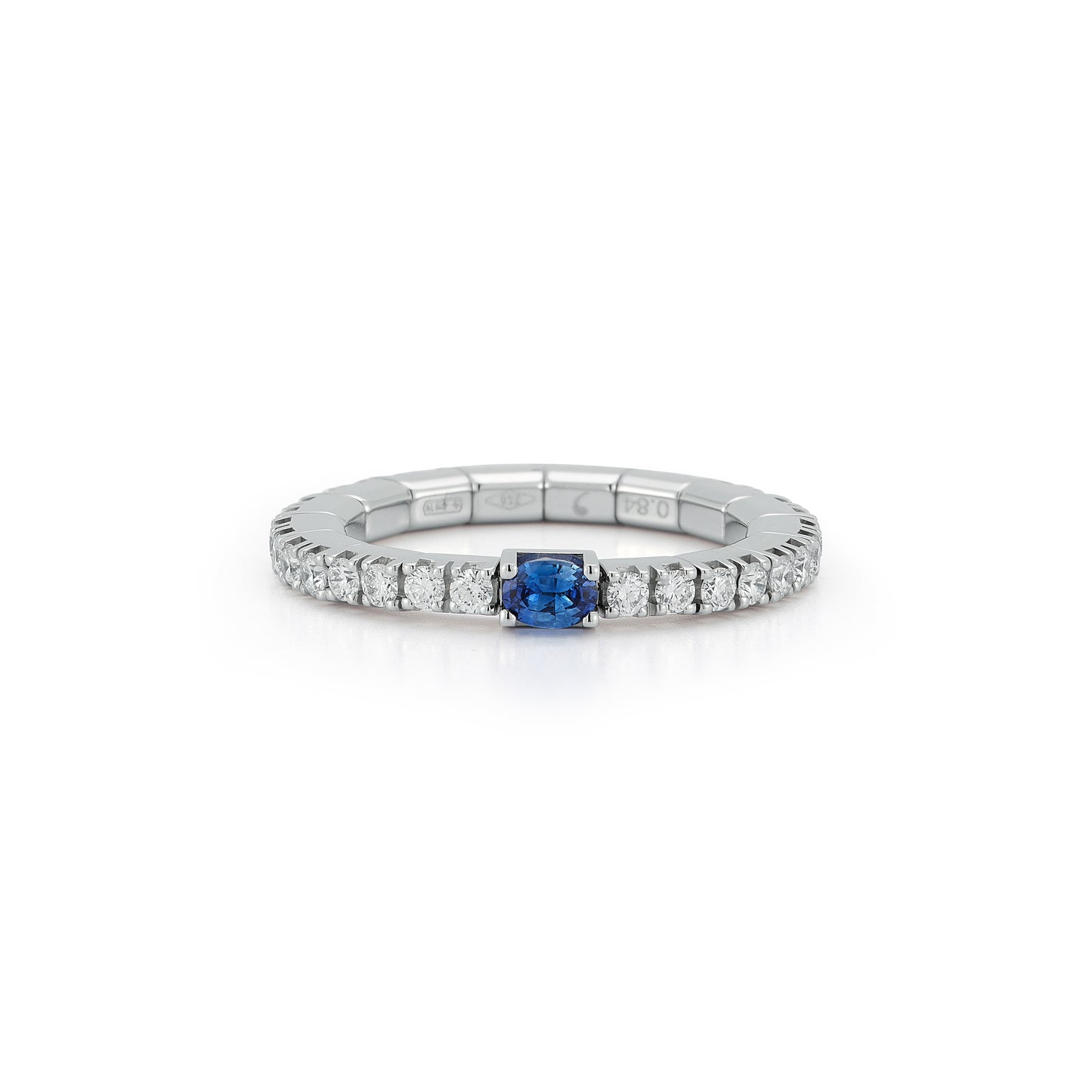 0.18 TCW Center Stone Rings - Oval Blue Sapphire