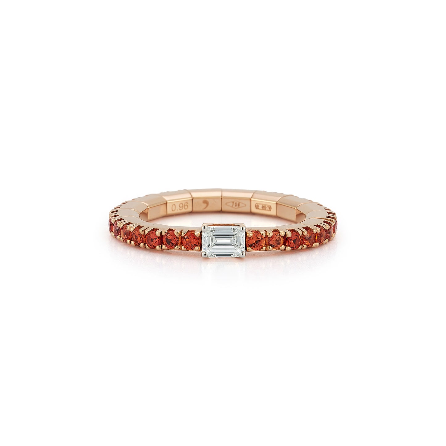0.30 TCW Center Stone Rings - Orange Sapphire