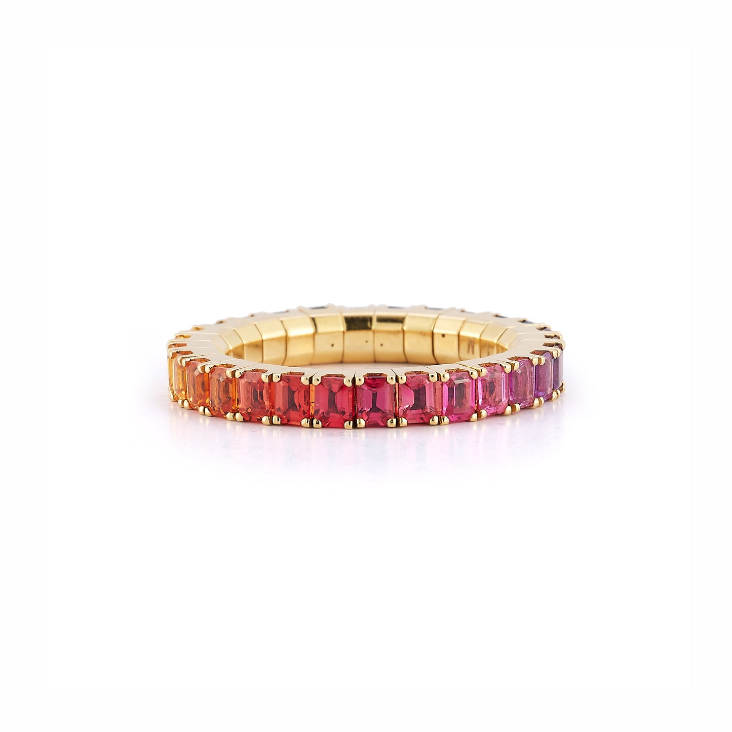 Rainbow Emerald Cut Eternity Ring