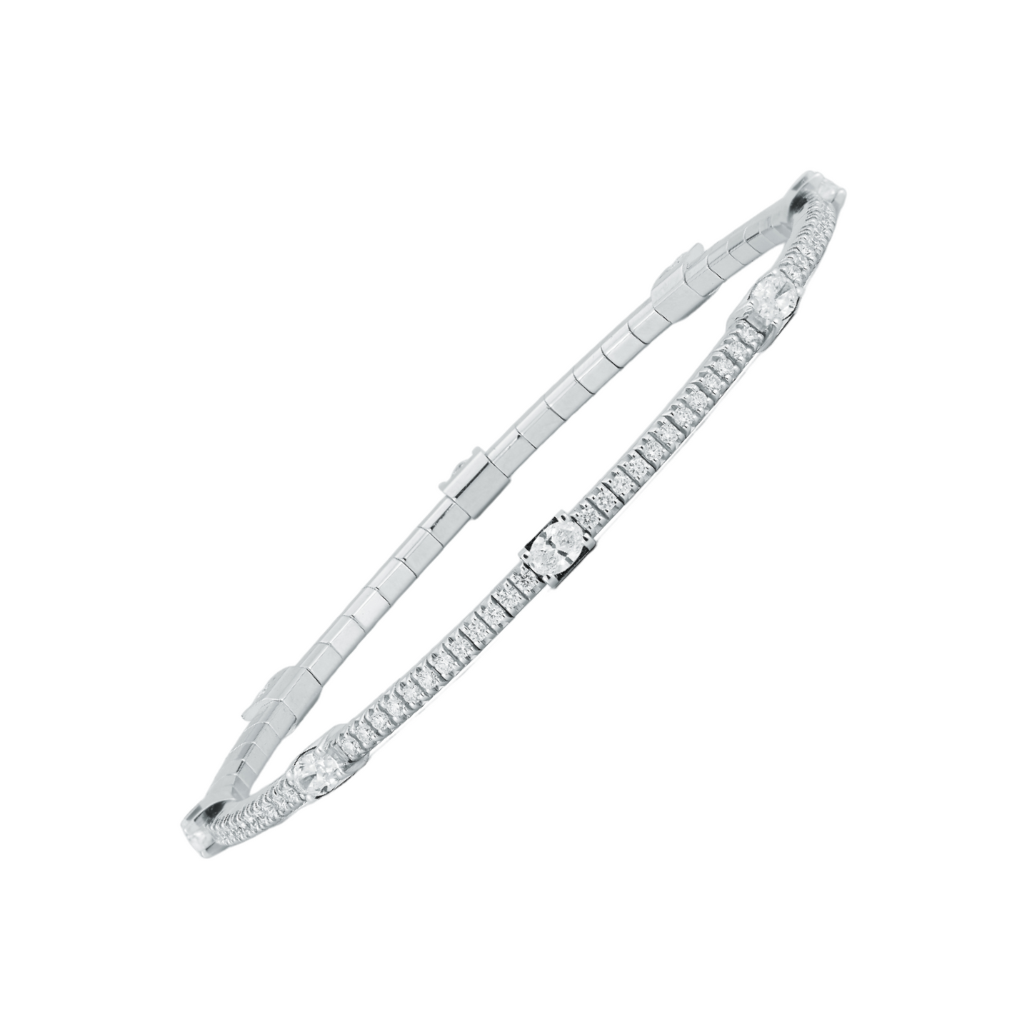Round Oval Diamond Stretch Bracelet - 2 Carat Sizes