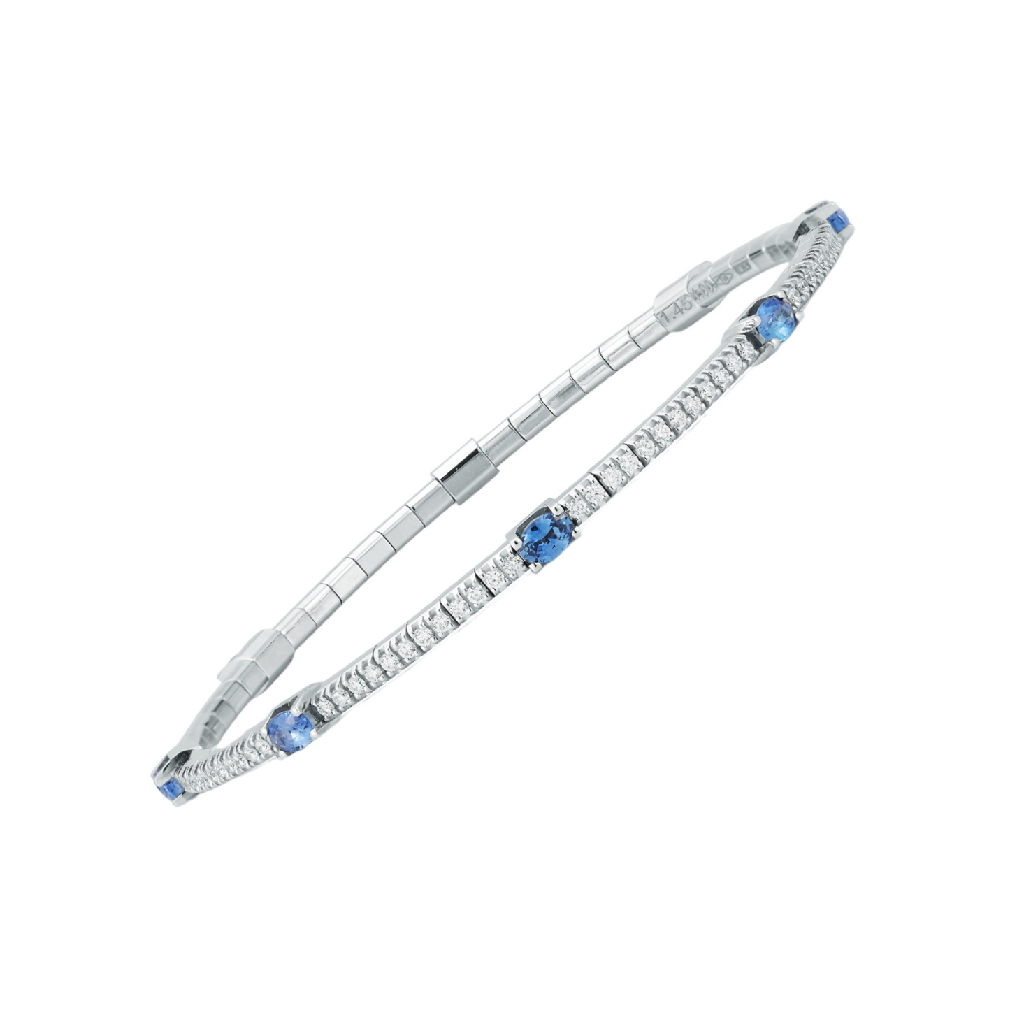 Dia Oval Blue Sapphire Stretch Bracelet