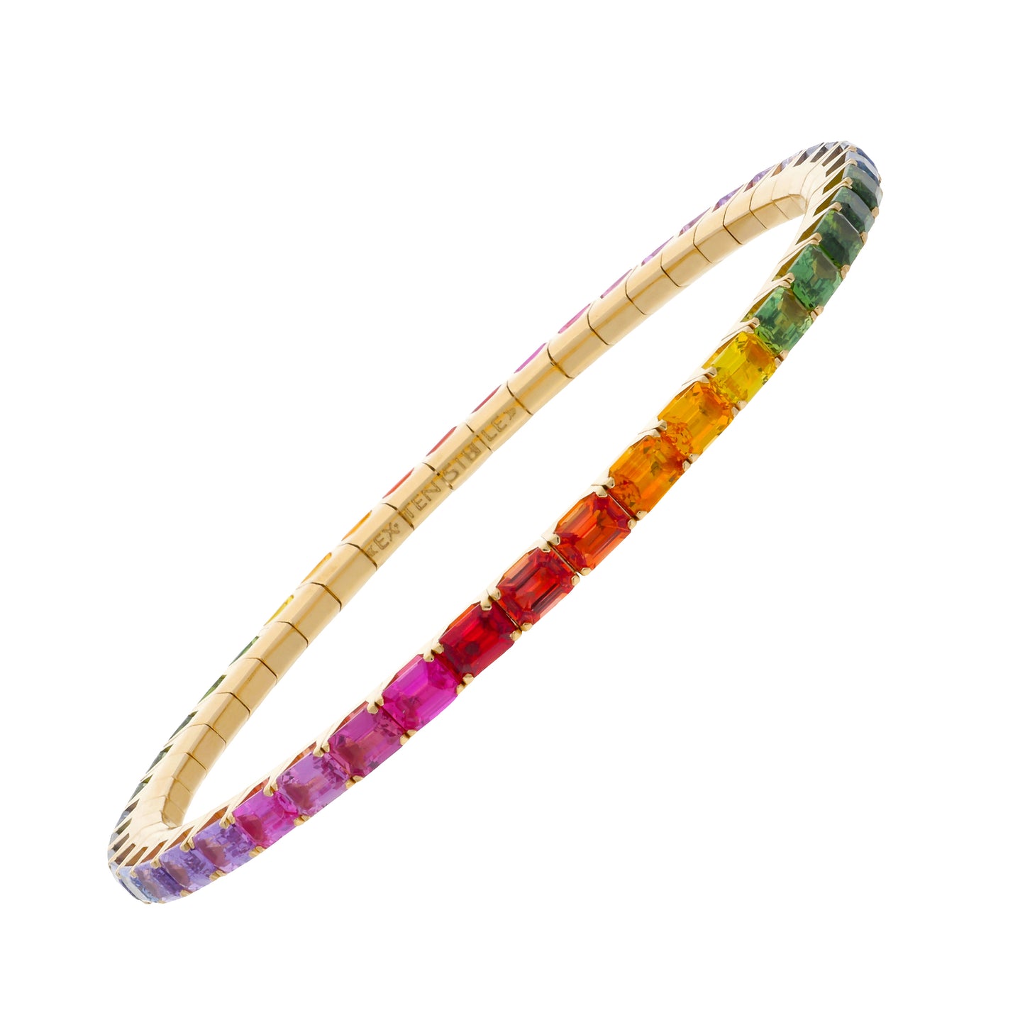10.8 CT Emerald Cut Rainbow Stretch Bracelet