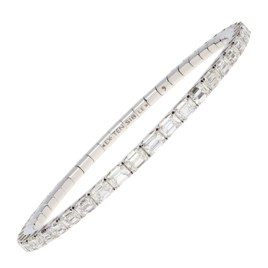 8.7 CT Emerald Cut White Diamond Stretch Bracelet