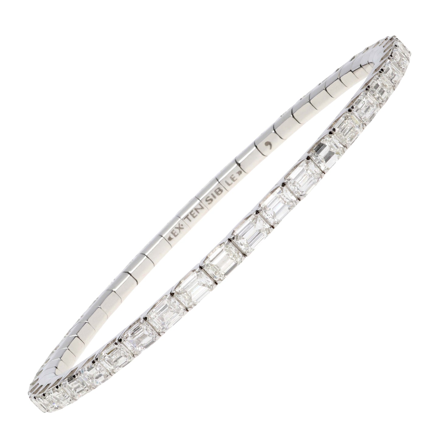 12.5 CT Emerald Cut White Diamond Stretch Bracelet