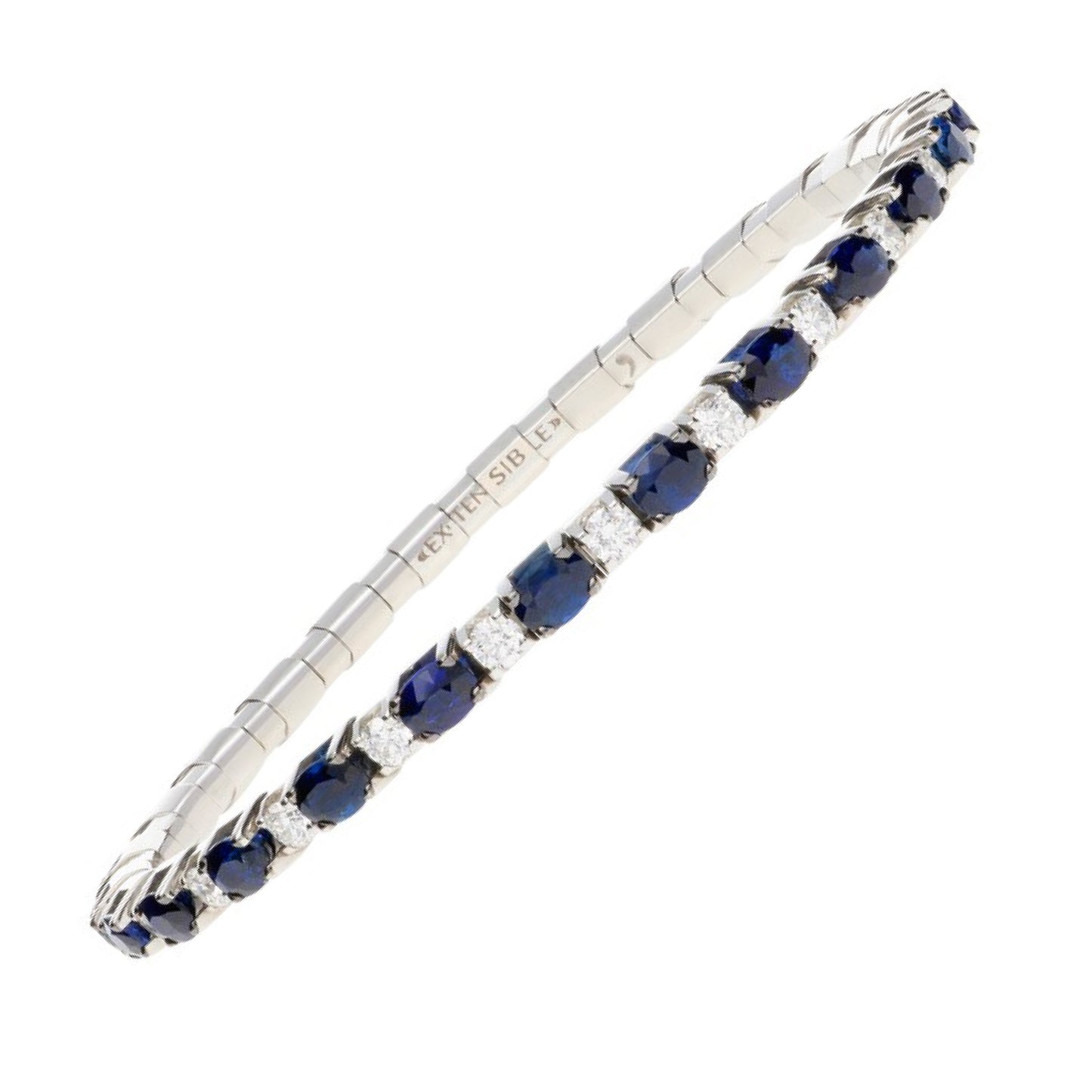 Oval Cut Blue Sapphire & Diamond Stretch Bracelet