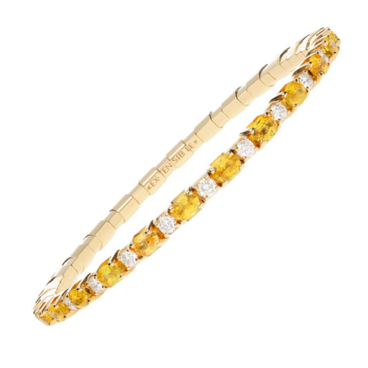 Oval Cut Yellow Sapphire & Diamond Stretch Bracelet