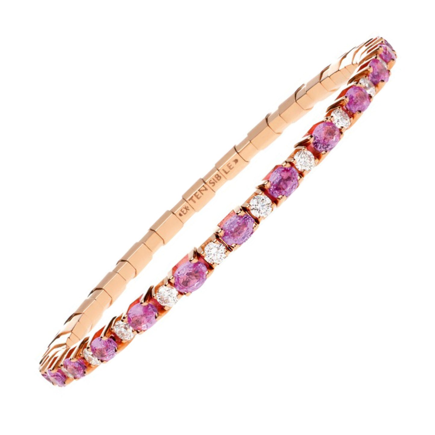 Oval Cut Pink Sapphire & Diamond Stretch Bracelet